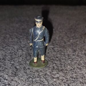 Vintage Navy Blue Metal Toy Soldier Figurine